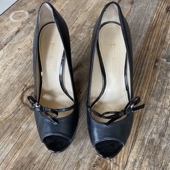 Enzo‎ Angiolini Black Leather Heels Size 6 - Picture 2 of 7